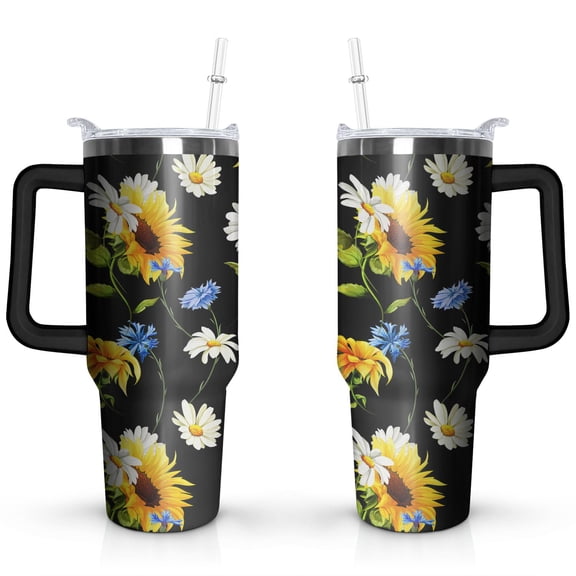 Sunflowers 40oz Stainless Steel Vacuum Insulated Tumbler with Lid and Straw Gifts for Mom Friend Sister Grandma