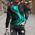 thumbnail image 1 of Blusas y camisas de manga larga con cuello redondo para hombre, blusa informal de manga larga con cuello redondo y estampado., 1 of 5