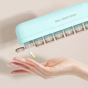 Feltree Organisateur de pilules hebdomadaires 7 Compartiments Pilules Portables Cas Pillets de preuve de voyage Boîte pour comprimés Suppléments d'huile de foie Médicaments