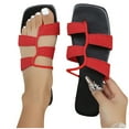 thumbnail image 4 of Viluyesy Women's Slides Sandals, Clip Toe Square Open Toe Trendy Design Summer Casual Beach Flat Shoes Red, 4 of 9