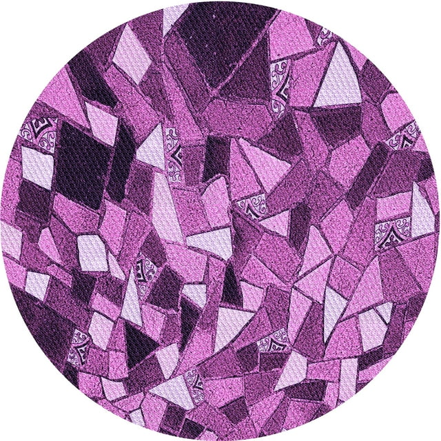 Ahgly Company Tapis Rond Lavable en Machine Intérieur Transitionnel Magenta Foncé Violet, 4 Pieds Rond