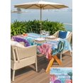 thumbnail image 5 of Outdoor Tablecloth with Umbrella Hole for Patio/Picnic/Party/Camping, Ocean Coral Waterproof Table Cloth Rectangle Table Cover Washable, Summer Coastal Seaweed Starfish Wood Ombre Blue (52"x 70"), 5 of 8