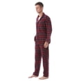 thumbnail image 5 of LNFINTDO Mens Flannel Pajama Sets Plaid Cotton Pajamas Pjs Set Button Down Soft Warm Lounge Sleepwear Tops & Pjs Pants, Red Stripe, Large, 5 of 6