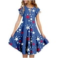 thumbnail image 2 of Zwiiyzr 6M-15Y Little Girls Summer Dress Flutter Sleeve Swing Tiered Sundress Smocked Dresses with Pocket Toddler Kids Casual Floral Dress Blue, 2 of 5