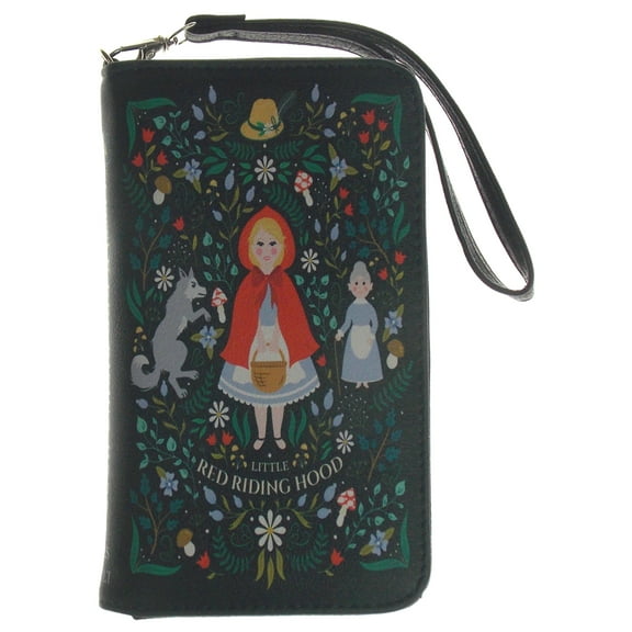 Little Red Riding Hood Black Faux Leather Wristlet Wallet Card Slots Zippered