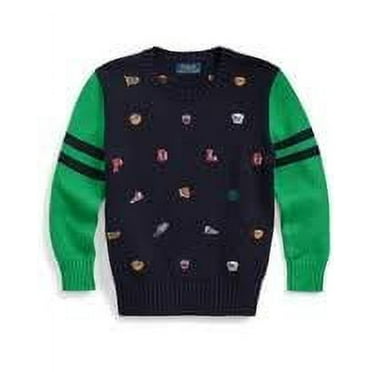Ralph Lauren RL NAVY Boys Embroidered Crewneck Sweater, US 3M