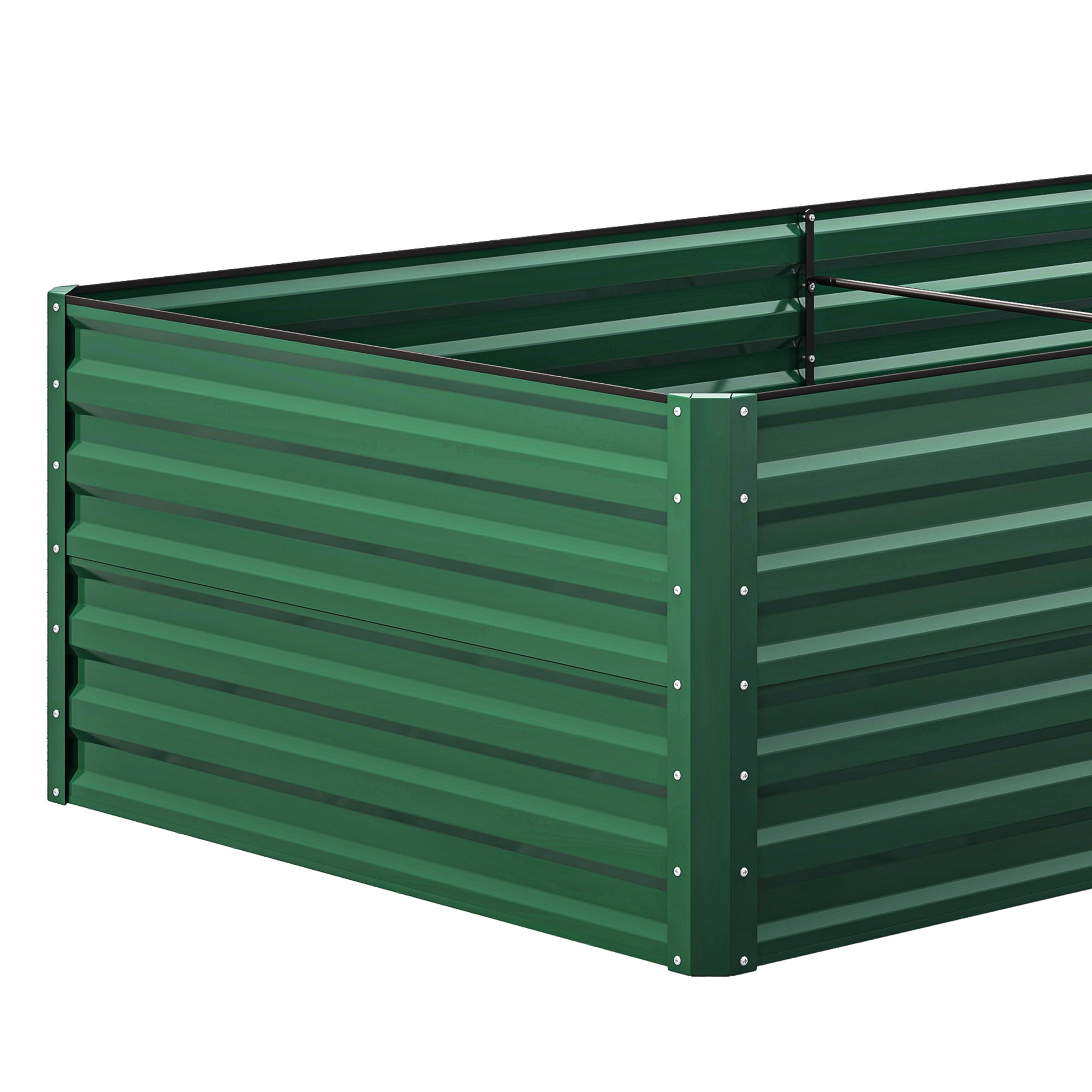 Dextrus 8x4x2Ft Large Raised Garden Bed Kit, Galvanized Metal Planters w/ Accessories & Gloves, 2Pcs, Green
