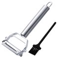 thumbnail image 1 of Muyoka Pelador de acero inoxidable, pelador multifuncional, pelador giratorio de frutas y verduras con orificio para colgar, trituradora de patatas con cepillo de limpieza para cocina, frutas y verdur Muyoka Hogar, 1 of 7