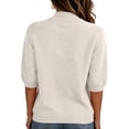 thumbnail image 5 of Women's Sweaters Casual High Neck Short Sleeve Knit Summer Pullover Sweater Tops Beige M, 5 of 5