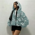 thumbnail image 6 of Zip Up Star Print Hoodies for Women Cropped Sweatshirts Fall Fashion Outfits Y2k Fleece Couples Clothes Sky Blue XL, 6 of 9