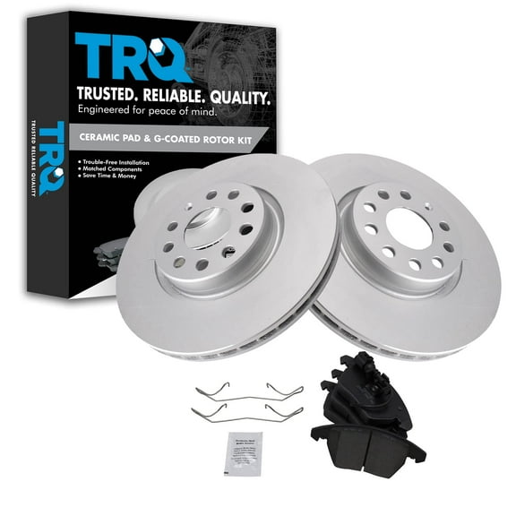 TRQ Front Ceramic Brake Pad & Coated Rotor Set Fits Select A3 TT VW Eos Jetta GTI Passat