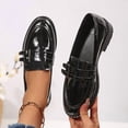 thumbnail image 5 of Pennysue Women's Patent Leather Loafers with Decorative Buckle Round Toe Chunky Heel Slip On Casual Dress Shoes for School Work Daily Wear, 5 of 6
