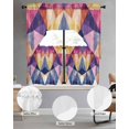 thumbnail image 2 of Geometric Swag Kitchen Curtains Sets for Windows 24 Inch Length, Vintage Colorful Abstract Art Short Window Curtain Panels Swags Valances and Tiers 3 Piece Set for Cafe/Dining Room, 2 of 5