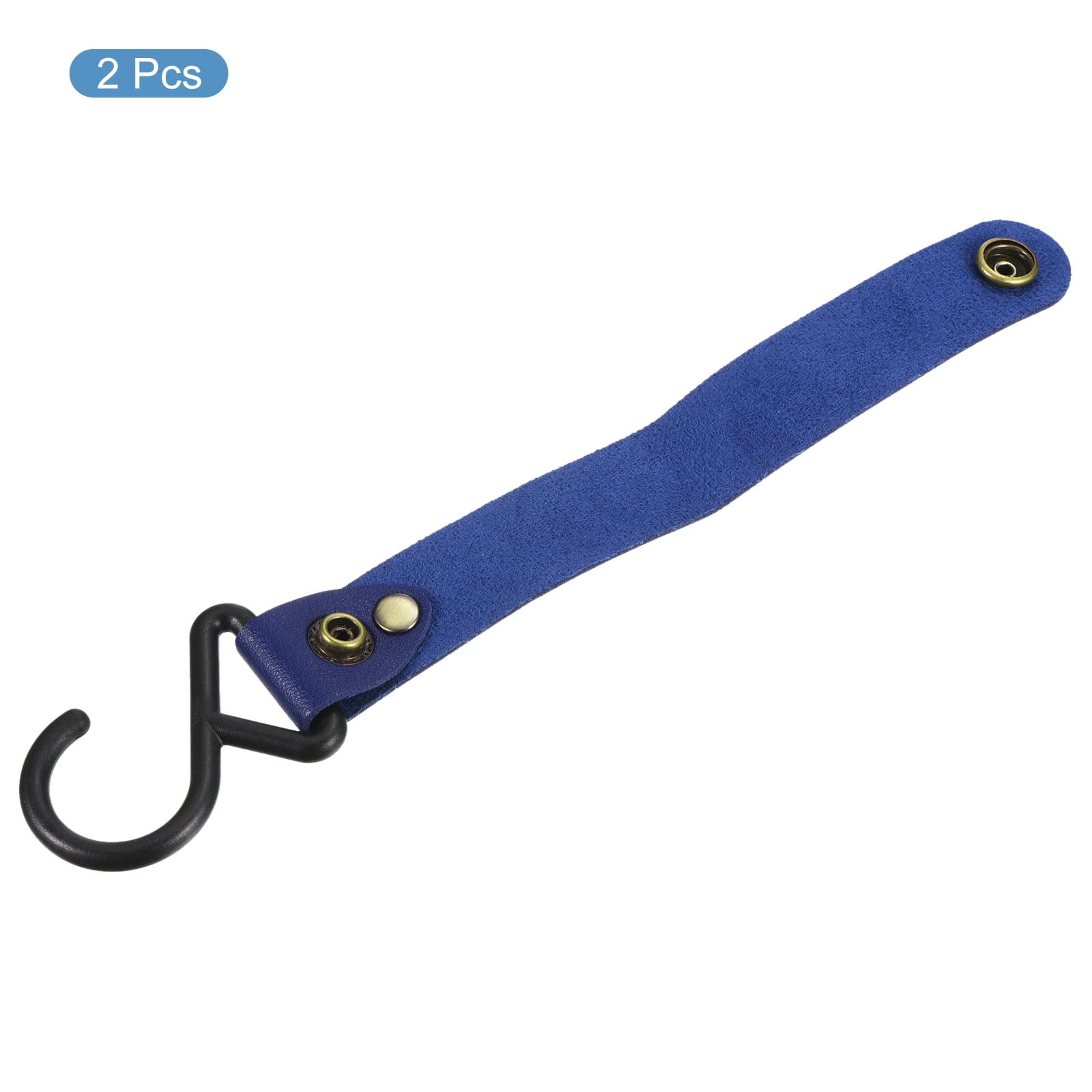 Unique Bargains PU Leather S Shelf Hooks Camping Hook Hanger Plastic Outdoor Blue