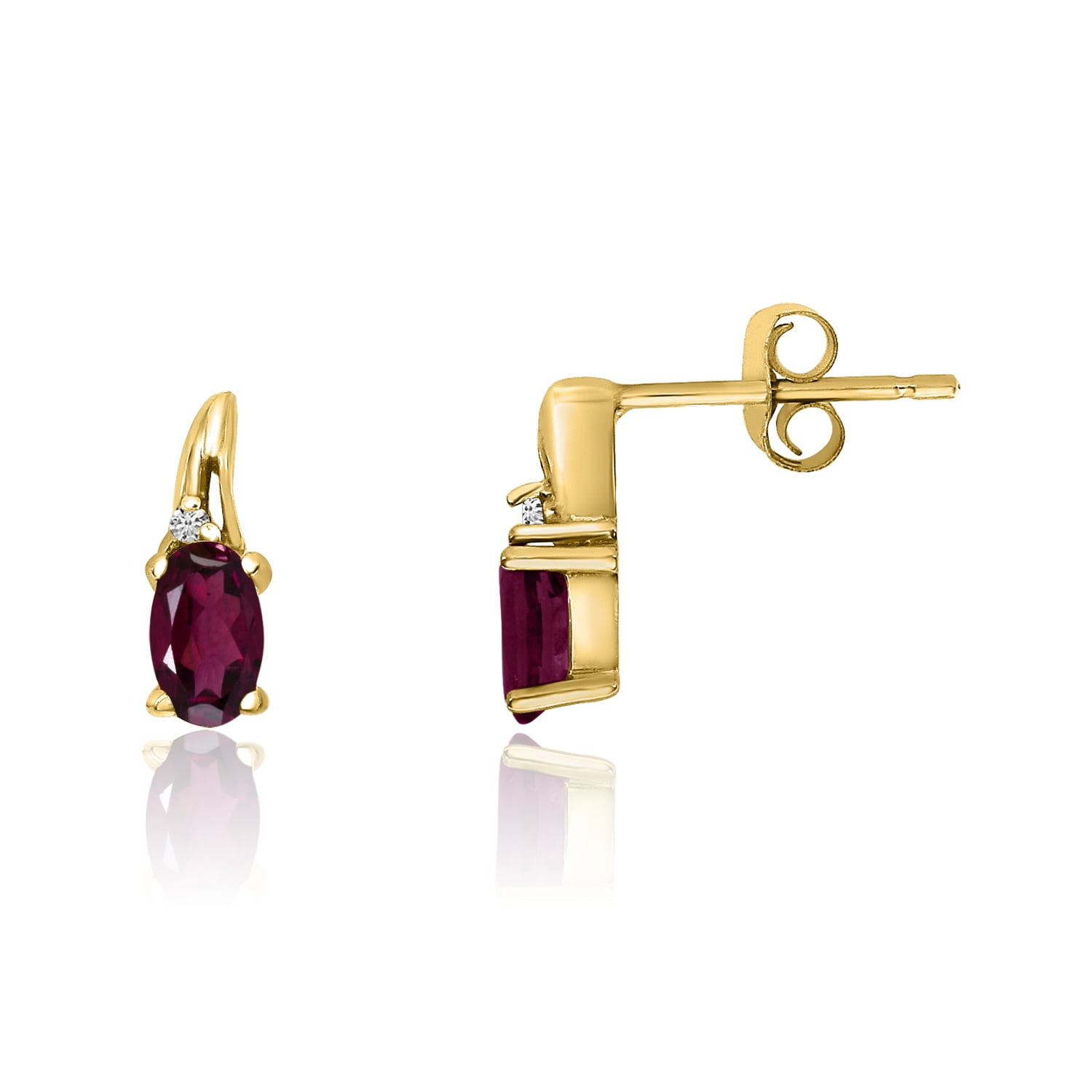 Direct-Jewelry - 14k Yellow Gold Ruby and Diamond Earrings - Walmart