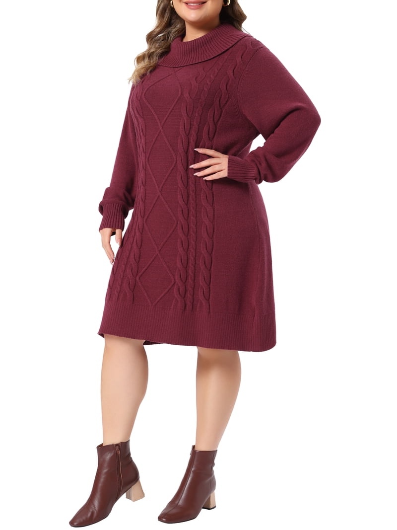 burgundy midi sweater dress Brave Soul rib knit turtle neck midi sweater dress in burgundy