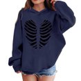 thumbnail image 2 of Hoodies for Girls Solid Color Pullover Top Classic Long Sleeve Autumn Winter Hooded Sweatshirts Fleece Padded Warmth Lounge Coats Holiday Outdoor Activewear Children Hoodie Navy 7-8 Years, 2 of 6