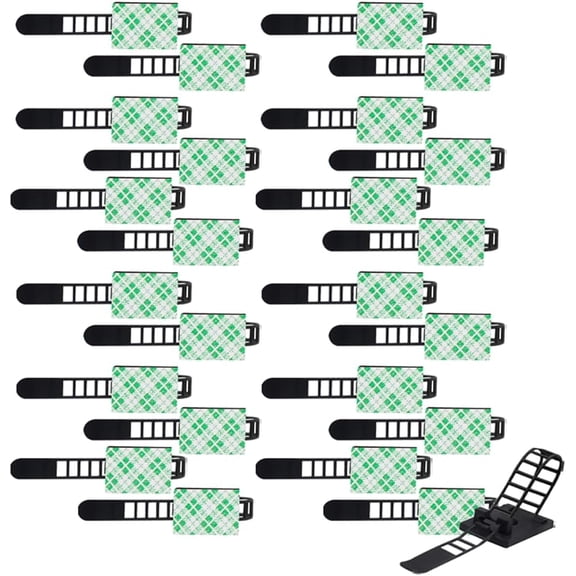 BDKWID-25 Pieces Desk Wire Organizer Cable Ties Zip Ties Adhesive Cord Clips Cable Management Cord Keeper Desk Wire Management
