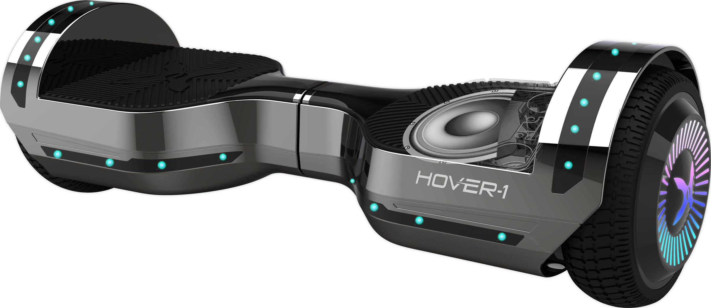 Hover-1 Chrome 7 Mph Hoverboard with LED Lights and Bluetooth Speaker, 6.5 In. Tires, 220 Lbs. Max Weight, Gunmetal - image 3 of 8