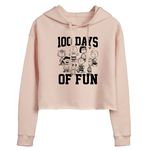 Peanuts - 100 Days Of Fun - Juniors Cropped Pullover Hoodie