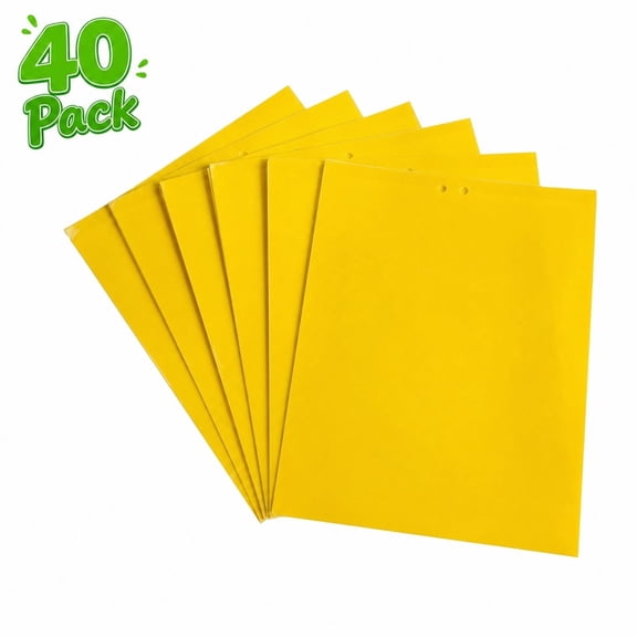 40 Pack Yellow Sticky Traps, Dual-Sided Sticky Paper, Gnat Fruit Fly Trap Indoor Outdoor, Yellow