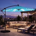 thumbnail image 4 of Costway 10 FT Solar Offset Hanging Umbrella Patio Cantilever Umbrella with 32 LED Lights Turquoise, 4 of 10