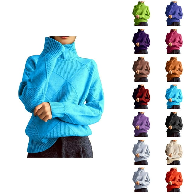 Pulls à Col Roulé pour Femmes 2026 Automne Hiver Tendance Manches Longues Tricot Uni