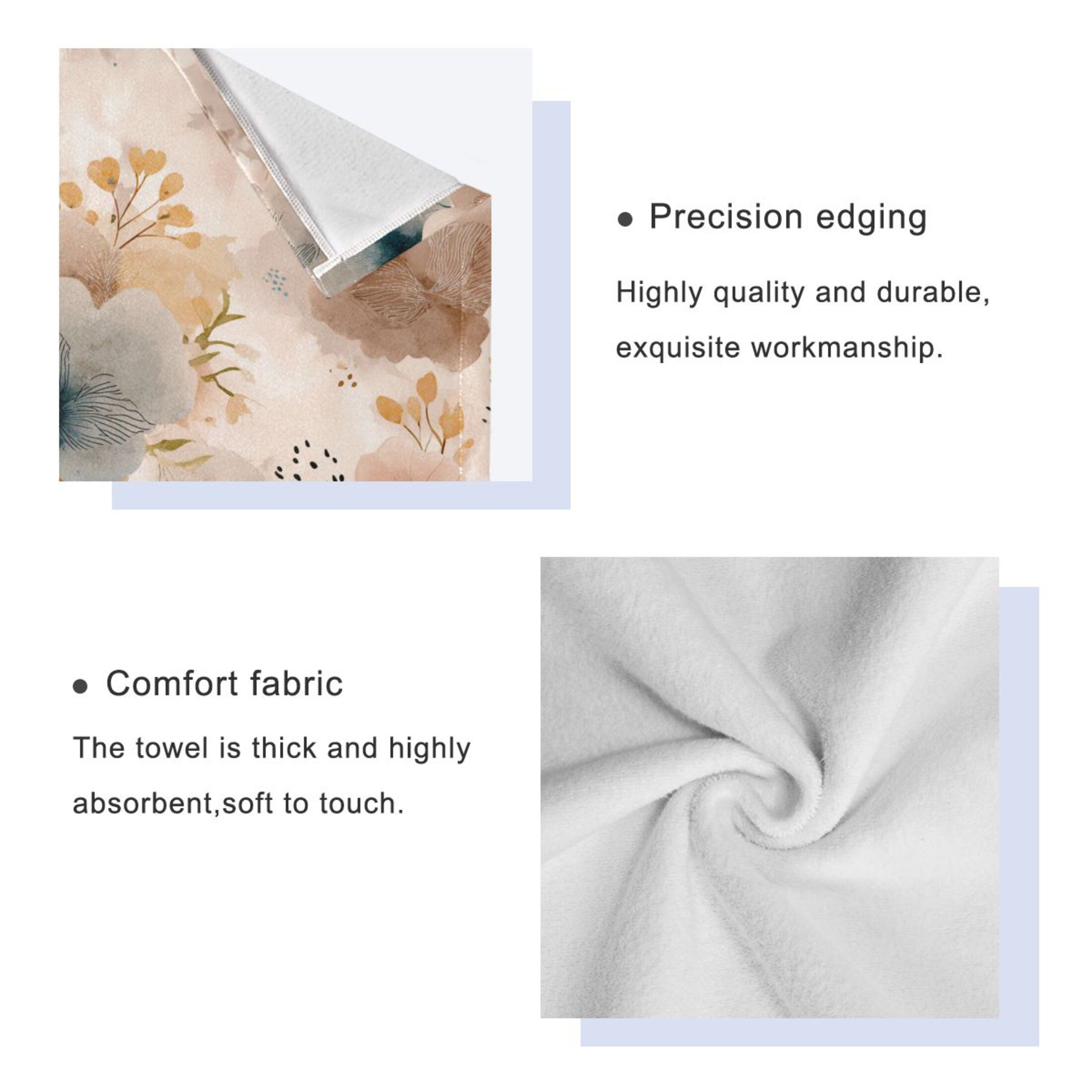 3 Piece Bath Towels Set Bath Towel, Hand Towel and Face Towel for Bathroom, Gym, Hotel Hazy Ethereal Flowers