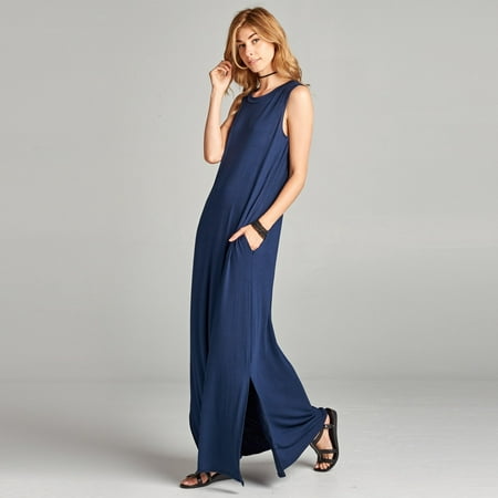 Love, Kuza - Sleeveless Solid Maxi Dress - Walmart.com