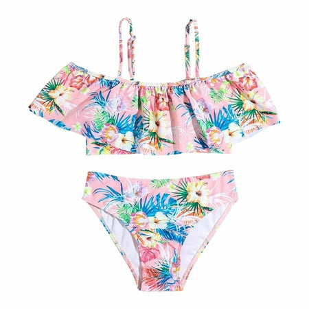 

Girls Swimsuit AIEOTT Toddler Bikini Baby Girls Swimwear Swimsuit Sling Scollop Sleeveless Split Swimsuit Bikini Bathing Suit Swimming Set Two-piece Set Bathing Suits For Girls Big holiday Deals