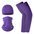 thumbnail image 2 of BRANROY Arm Sleeves for Men UV Protection Set - Ice Silk Compression Sleeves, Sleeves to Cover Arms for Men, Cooling Hat and Mask for Cycling,Dark Purple, 2 of 3