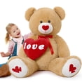 thumbnail image 1 of Oso de peluche gigante MaoGolan de 130 cm con almohada en forma de corazón rojo, 1 of 6