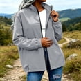 thumbnail image 5 of XUNKUSGA Rain Jacket Women Waterproof Fashion Full Zip Stand Collar Womens Windbreaker Jacket Casual Loose Women Rain Jacket with Adjustable Hem Drawstring,Gray,XL, 5 of 9