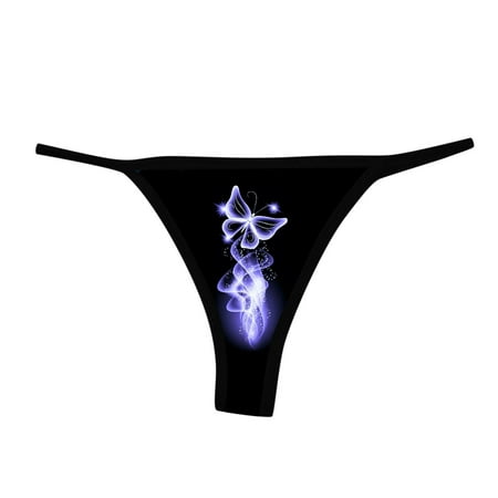

WZHKSN Lady Print Panties Purple No Trace Thongs 1-Pack