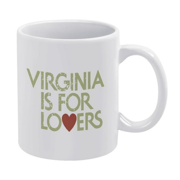Virginia Is For Lovers 11oz Coffee Mug with Handles Ceramic Tea Cup For Water Tea Drinks Dishwasher and Microwave Safe
