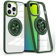 thumbnail image 3 of For Apple iPhone 16 (6.1") Clear Transparent Back Hybrid with Rotate Ring Stand & MagSafe Compatible Shockproof Slim TPU PC Phone Case Cover by Xpression - Green, 3 of 8