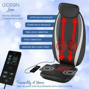 Gideon Luxury Full Back Shiatsu Massaging Cushion with Heat + Vibration / Powerful Deep Kneading + Multi Vibrating Points Massage Full Back, Upper Back, Lower Back or Pinpoint Precise Massage Spot