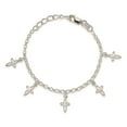thumbnail image 3 of Auriga 925 Sterling Silver Cross Charm Bracelet 6 inch for Women, 3 of 6