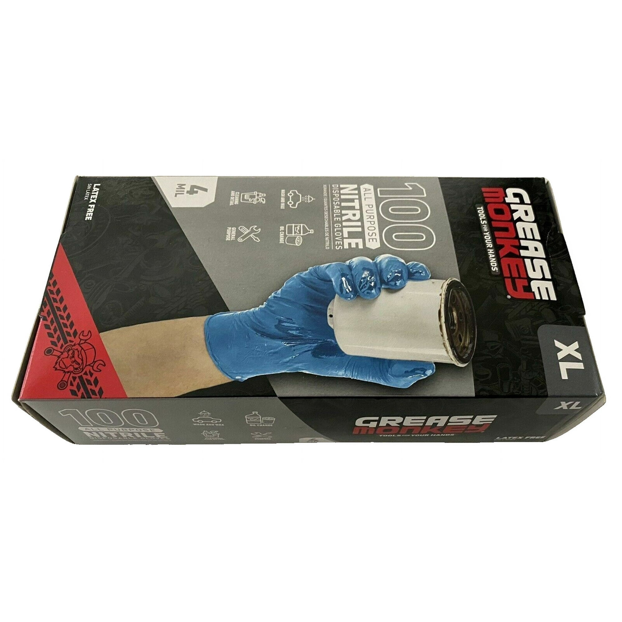 Grease Monkey Gloves All Purpose Disposable Gloves, size L, Nitrile Blue, 100 Count
