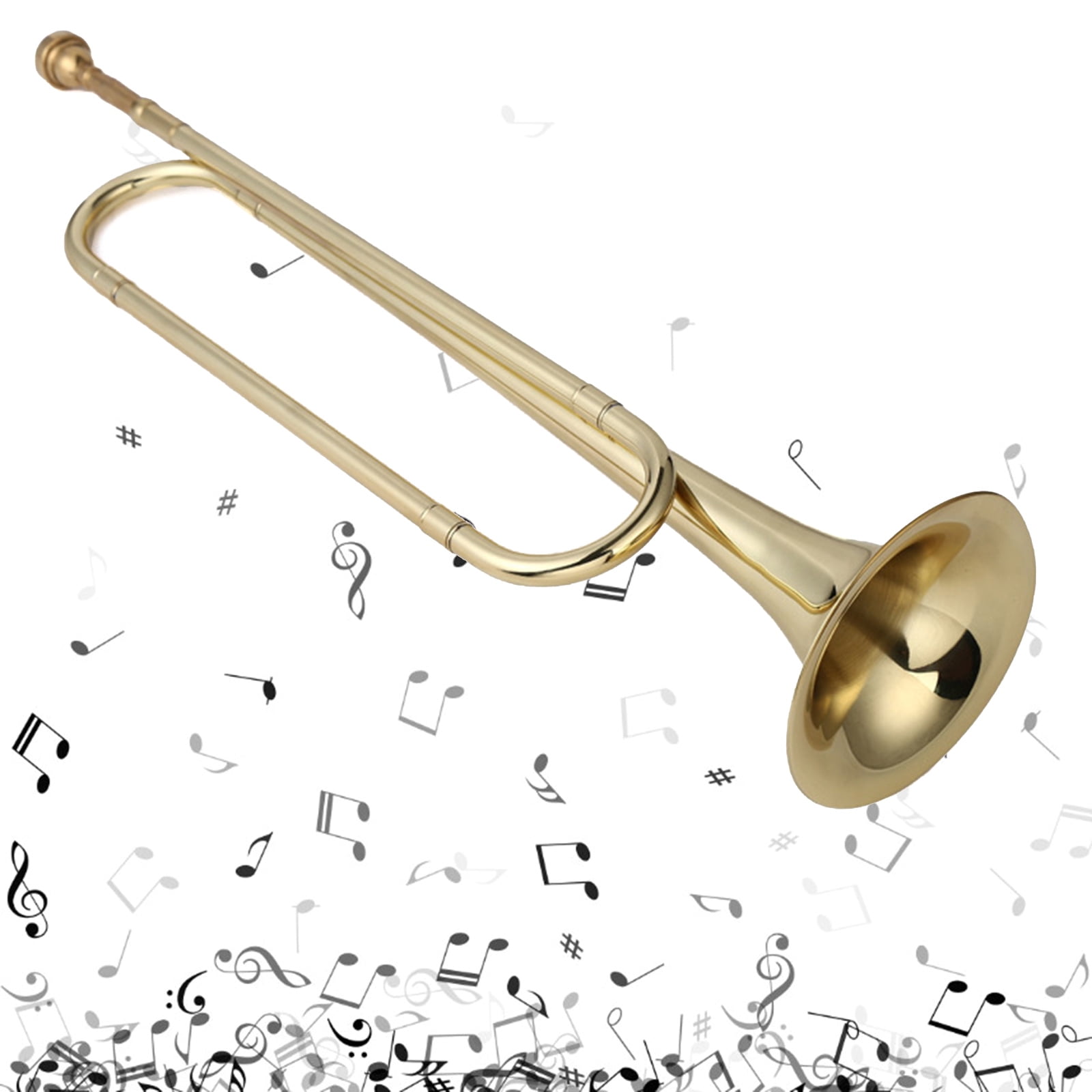Musical Instrument Beginner Big Brass Strides Spanish Bugle Trumpet School Orchestras Brass Bugle with Mouthpiece