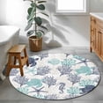 thumbnail image 4 of Teal Blue Coastal Round Area Rug 3 FT, Small Kitchen Bathroom Mat, Sea Turtle Nautical Coral Summer Beach Washable Indoor Outdoor Throw Runner Carpet Doormat for Table Shower Sofa Entryway, 4 of 9