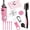 Pink, variant on 11 count Golf Accessories Kit, Include Golf Ball Bag with Hook Tees Towel Cleaner Brush Ball Marker Divot Tool Score Counter
