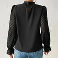 thumbnail image 6 of Gnshining Pleated Blouse for Women Long Sleeve Mock Neck Lace Sheer Casual Tops Fall Fashion Solid Color Outfits, 6 of 6