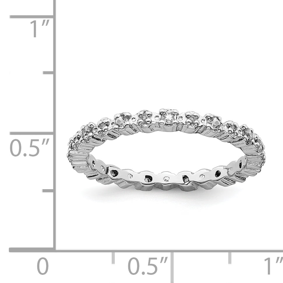 Sterling Silver White Topaz & Diamond Ring
