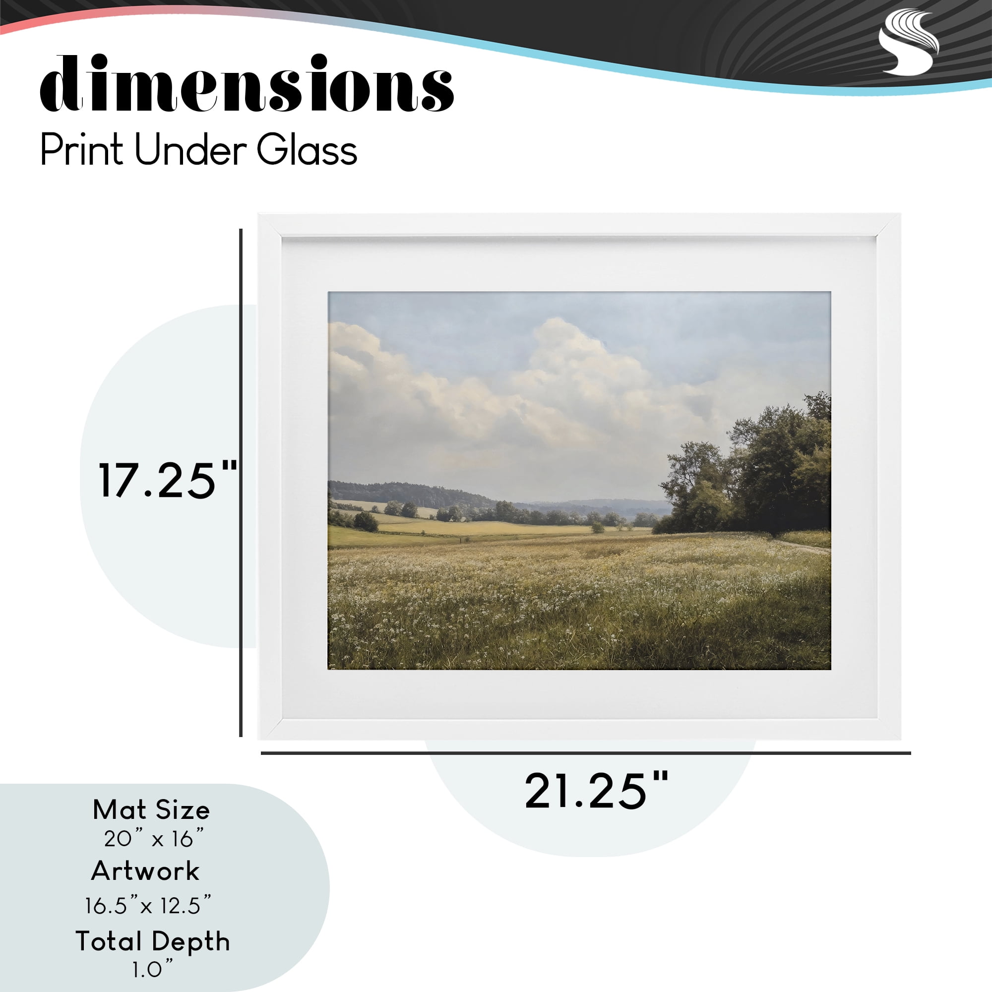 Stupell Industries Summer Landscape Cloudy Meadow White Framed Print Under Glass, design by Franklyn Gregory