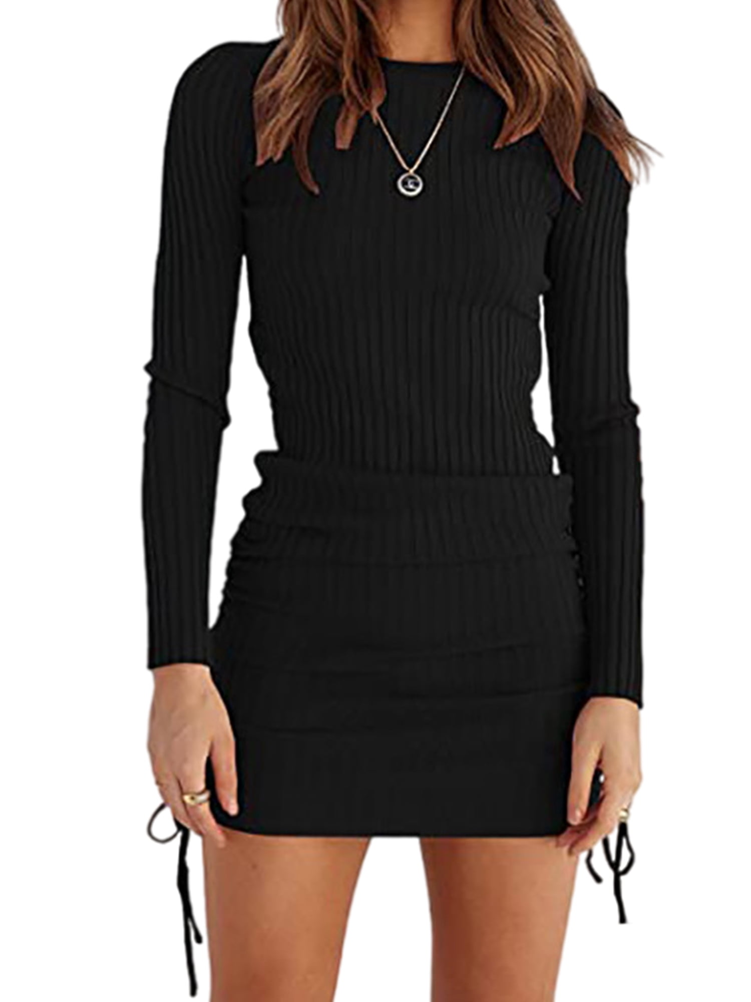 Avamo Women Ruched Bodycon Drawstring 