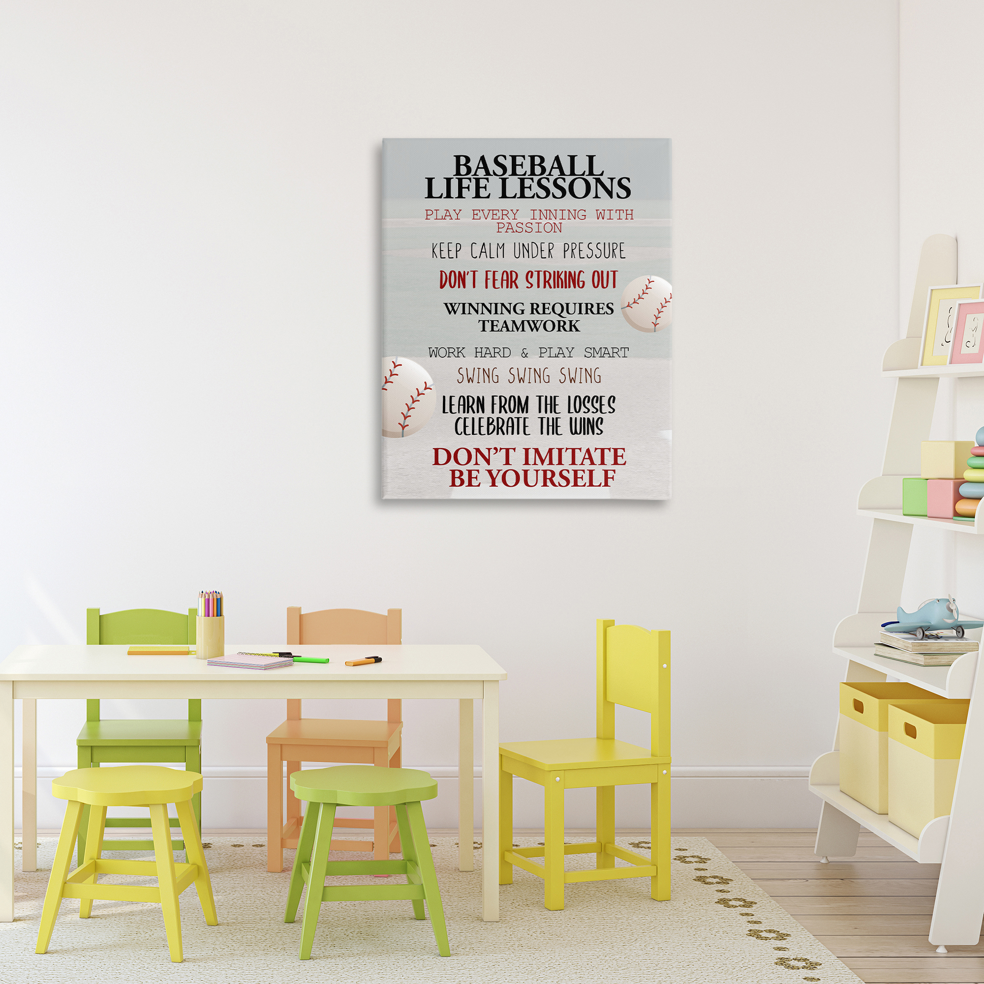 Baseball Life Lessons Canvas Wall Art, design by Kim Allen