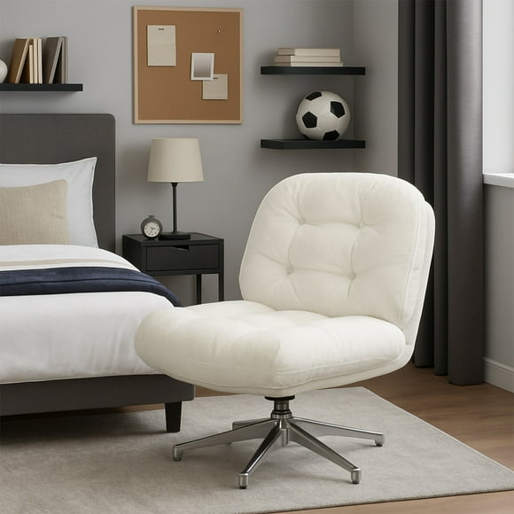 Sillón Oasis Decorativo de Sala en Terciopelo Beige con Patas Metálicas