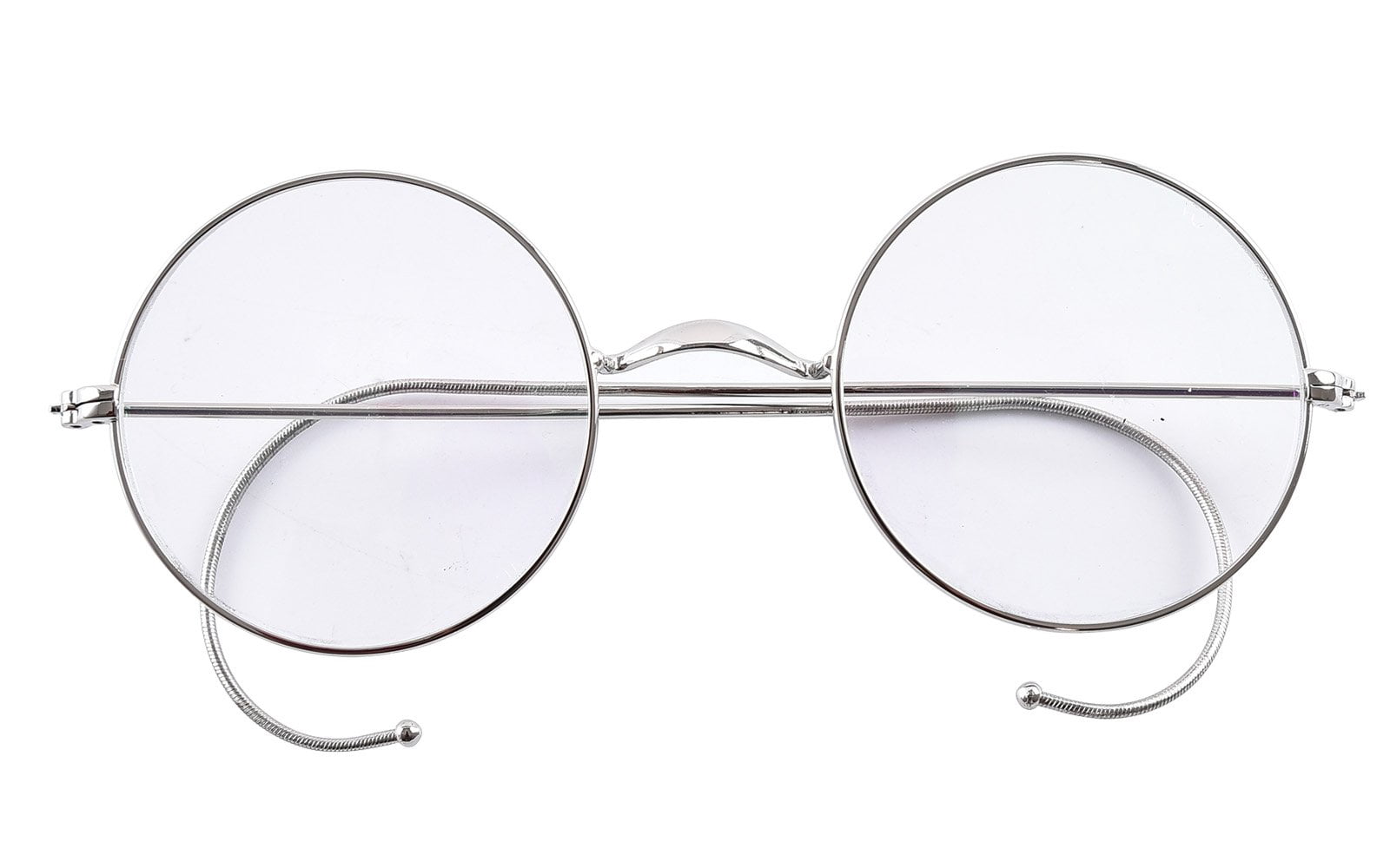 Blue Light Blocking Reading Glasses, Retro Mid Large Round Wire Rim Glasses Readers with Cable Temple No Nose Pads