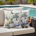 thumbnail image 4 of Fall White Outdoor Waterproof Pillow Covers, Thanksgiving Pumpkin Flower Floral Leaf Decorative Square Throw Pillowcase Sofa Cushion Sham for Patio/Couch/Chair, 16"x16" 2 Pack, 4 of 8